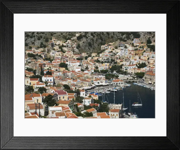 Framed Print : Greece, Dodecanese Islands, Symi, Symi Town / Gialos, View of Symi Harbor Framed Print : Greece, Dodecanese Islands, Symi, Symi Town / Gialos, View of Symi Harbor