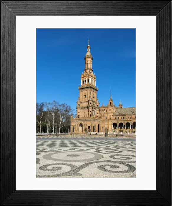 Framed Print : South Tower in Plaza de Espana, Seville, Andalusia, Spain Framed Print : South Tower in Plaza de Espana, Seville, Andalusia, Spain