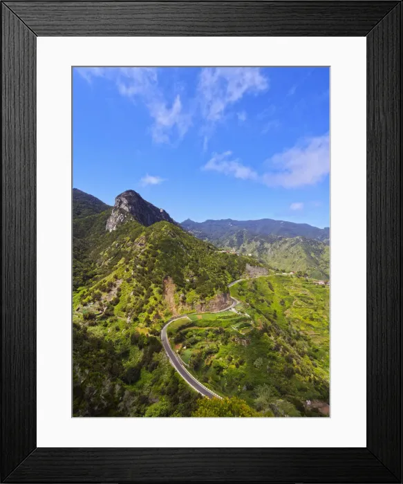Framed Print : Spain, Canary Islands, Tenerife, Afur, Curvy Road in Anaga Rural Park Framed Print : Spain, Canary Islands, Tenerife, Afur, Curvy Road in Anaga Rural Park