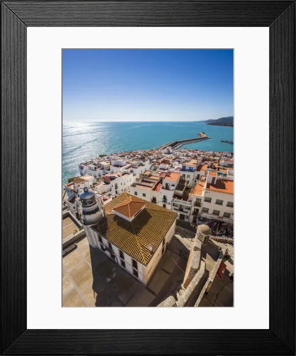 Framed Print : Top view over the fortified seaport of Peniscola, Comunidad Valenciana, Spain Framed Print : Top view over the fortified seaport of Peniscola, Comunidad Valenciana, Spain