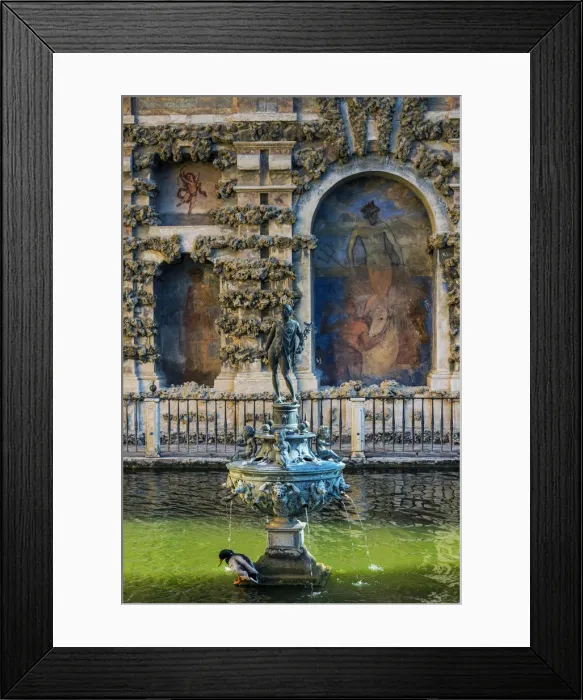 Framed Print : View of the Mercury Pond, the reservoir and the Gallery of the Grotesque, Alcazar