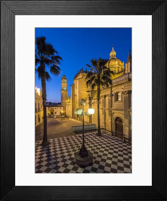 Framed Print : Night view of the Cathedral, Jerez de la Frontera, Andalusia, Spain Framed Print : Night view of the Cathedral, Jerez de la Frontera, Andalusia, Spain