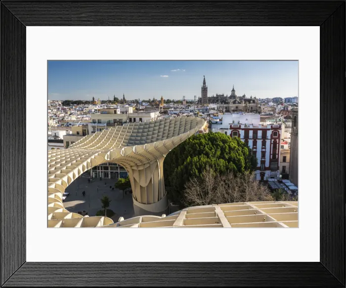 Framed Print : City skyline from the Metropol Parasol, Seville, Andalusia, Spain