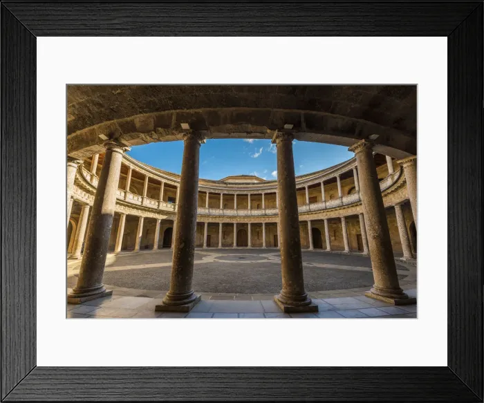 Framed Print : Courtyard of the Palace of Charles V or Palacio de Carlo V, Alhambra palace, Granada