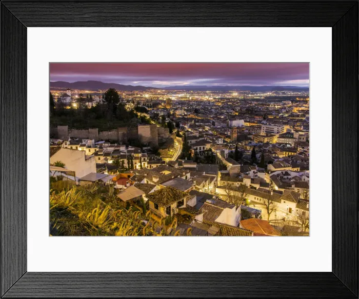 Framed Print : City skyline by night, Granada, Andalusia, Spain Framed Print : City skyline by night, Granada, Andalusia, Spain