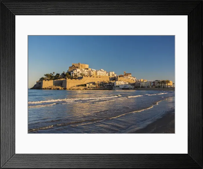 Framed Print : Sunset view over the fortified town of Peniscola, Comunidad Valenciana, Spain
