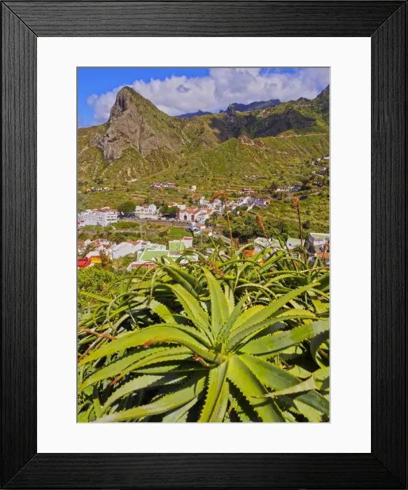 Framed Print : Spain, Canary Islands, Tenerife, Taganana, Townscape with Anaga Mountains in Framed Print : Spain, Canary Islands, Tenerife, Taganana, Townscape with Anaga Mountains in