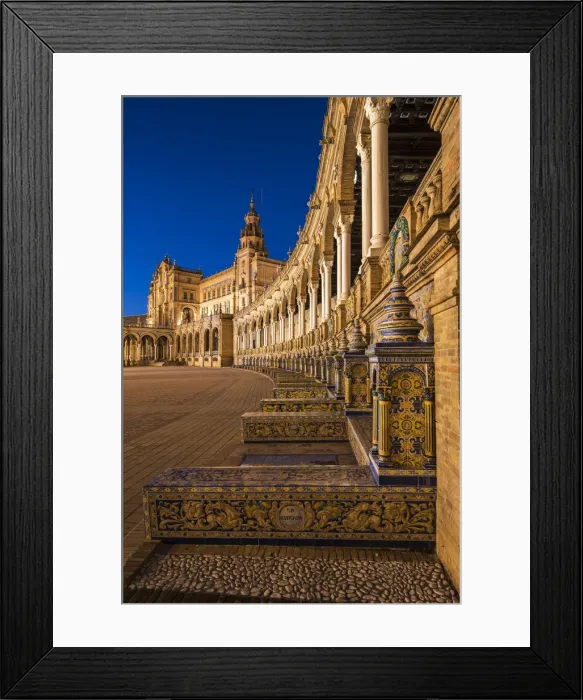 Framed Print : Night view of Plaza de Espana, Seville, Andalusia, Spain Framed Print : Night view of Plaza de Espana, Seville, Andalusia, Spain