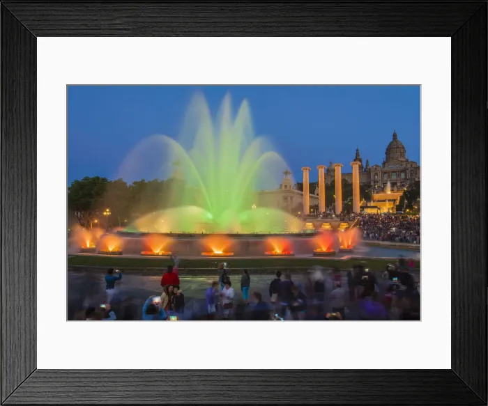 Framed Print : Night light show at Magic Fountain or Font Magica, Barcelona, Catalonia, Spain