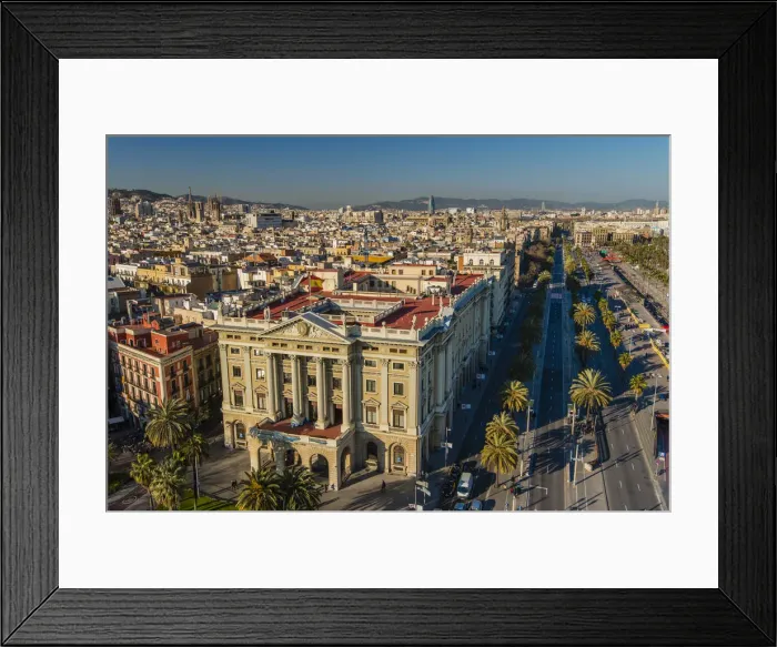 Framed Print : Top view over Barri Gotic neighborhood, Barcelona, Catalonia, Spain