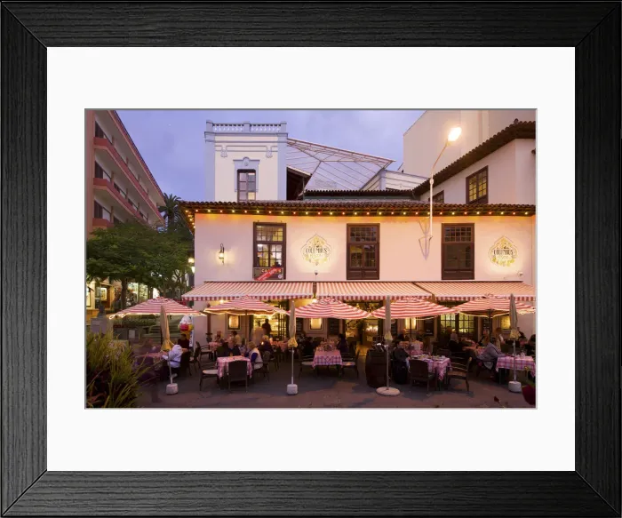 Framed Print : Restaurant in Puerto de la Cruz, Tenerife, Canary Islands, Spain Framed Print : Restaurant in Puerto de la Cruz, Tenerife, Canary Islands, Spain