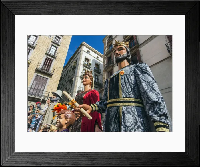Framed Print : The Gegants (Giants) parade in Plaza San Jaume during La Merca festival, Barcelona