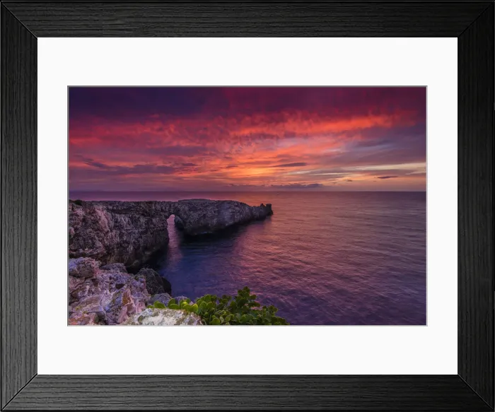 Framed Print : Sunset view at Pont d en Gil, Minorca or Menorca, Balearic Islands, Spain Framed Print : Sunset view at Pont d en Gil, Minorca or Menorca, Balearic Islands, Spain