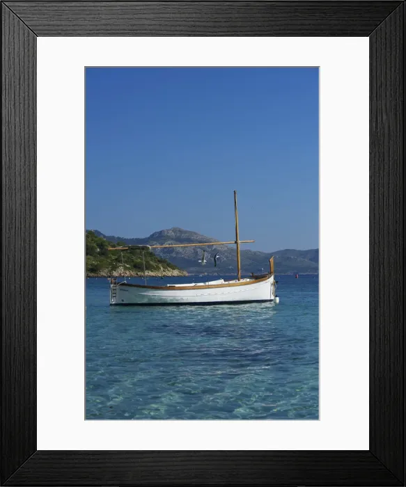 Framed Print : Traditional Fishing Boat at Playa Formentor, Majorca, Balearics, Spain Framed Print : Traditional Fishing Boat at Playa Formentor, Majorca, Balearics, Spain