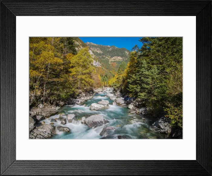 Framed Print : Autumn landscape in Ordesa and Monte Perdido National Park, Huesca, Aragon, Spain