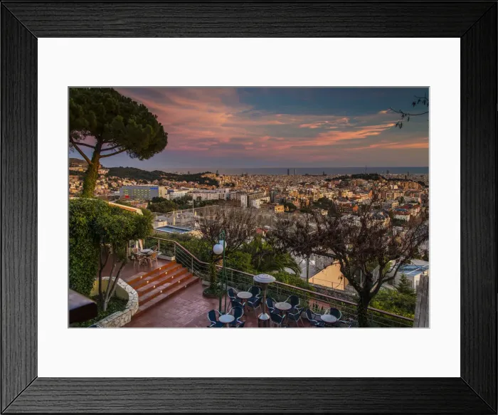 Framed Print : City skyline at sunset, Barcelona, Catalonia, Spain Framed Print : City skyline at sunset, Barcelona, Catalonia, Spain