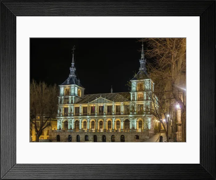 Framed Print : Night view of the Ayuntamiento or Town Hall, Toledo, Castile La Mancha, Spain Framed Print : Night view of the Ayuntamiento or Town Hall, Toledo, Castile La Mancha, Spain