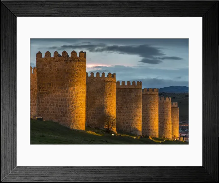 Framed Print : The medieval city walls illuminated at dusk, Avila, Castile and Leaon, Spain Framed Print : The medieval city walls illuminated at dusk, Avila, Castile and Leaon, Spain