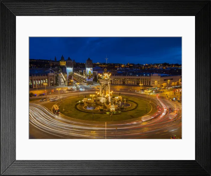 Framed Print : Night view of Plaza de Espana, Barcelona, Catalonia, Spain Framed Print : Night view of Plaza de Espana, Barcelona, Catalonia, Spain