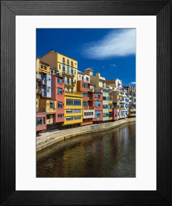Framed Print : Colorful buildings along the banks of River Onyar in Girona, Catalonia, Spain Framed Print : Colorful buildings along the banks of River Onyar in Girona, Catalonia, Spain