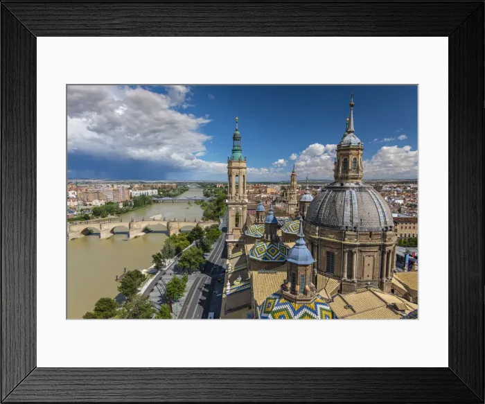 Framed Print : Top view of Basilica de Nuestra Senora del Pilar church and city skyline, Zaragoza Framed Print : Top view of Basilica de Nuestra Senora del Pilar church and city skyline, Zaragoza