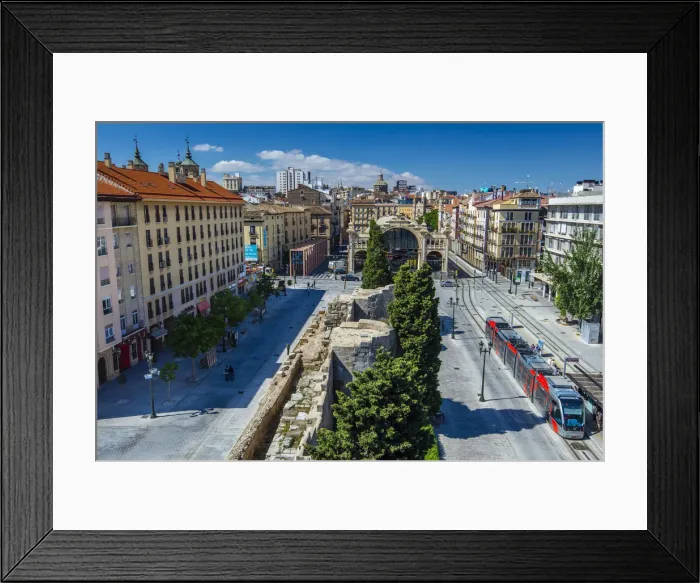 Framed Print : City skyline with Roman wall and Mercado Central, Zaragoza, Aragon, Spain Framed Print : City skyline with Roman wall and Mercado Central, Zaragoza, Aragon, Spain