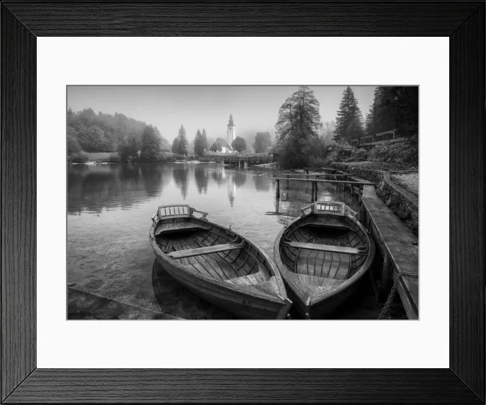 Framed Print : Boats on Lake Bohinj, Triglav National Park, Slovenia Framed Print : Boats on Lake Bohinj, Triglav National Park, Slovenia