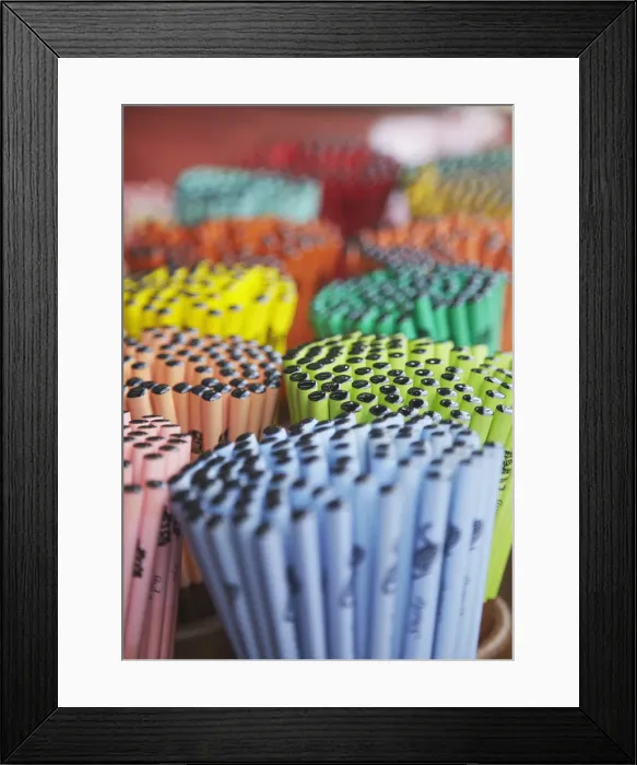 Framed Print : Colourful souvenir chopsticks in Chinatown, Singapore