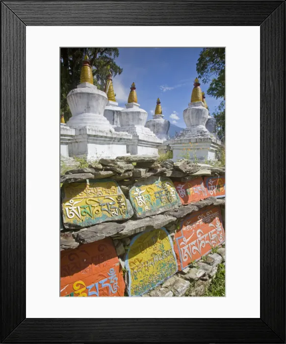 Framed Print : India, Sikkim, Tashiding, Tashiding Gompa, Chortens and Mani wall Framed Print : India, Sikkim, Tashiding, Tashiding Gompa, Chortens and Mani wall