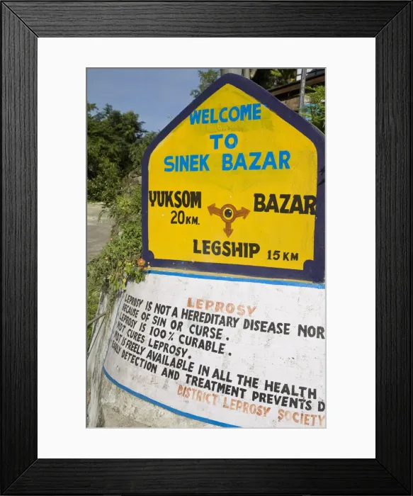 Framed Print : India, Sikkim, Tashiding, Sign post Framed Print : India, Sikkim, Tashiding, Sign post