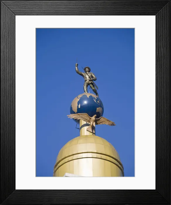 Framed Print : India, West Bengal, Darjeeling, Statue on roof of new town hall Framed Print : India, West Bengal, Darjeeling, Statue on roof of new town hall