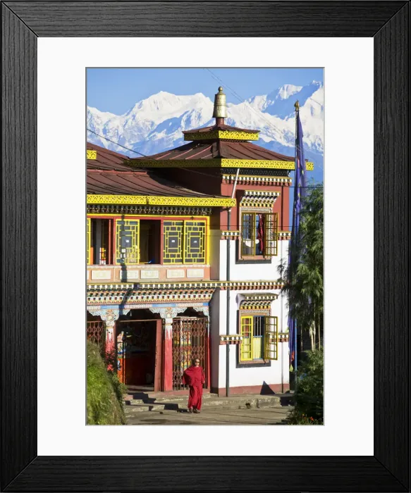 Framed Print : India, West Bengal, Darjeeling, Bhutia Busty Gompa & Kanchenjunga Framed Print : India, West Bengal, Darjeeling, Bhutia Busty Gompa & Kanchenjunga