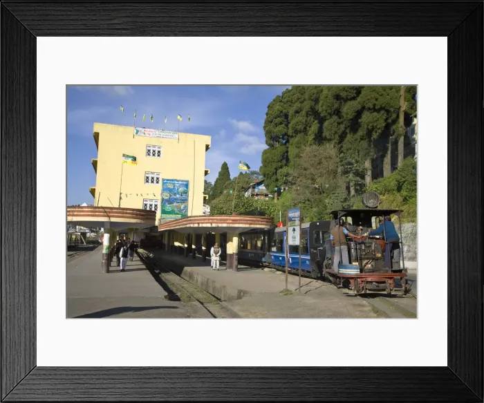Framed Print : India, West Bengal, Darjeeling, Darjeeling Train station, Steam Toy Train Framed Print : India, West Bengal, Darjeeling, Darjeeling Train station, Steam Toy Train
