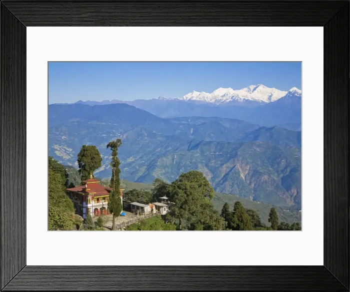 Framed Print : India, West Bengal, Darjeeling, Bhutia Busty Gompa & Kanchenjunga Framed Print : India, West Bengal, Darjeeling, Bhutia Busty Gompa & Kanchenjunga