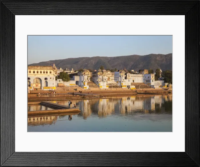 Framed Print : India, Rajasthan, Pushkar, Pushkar Lake and bathing ghats