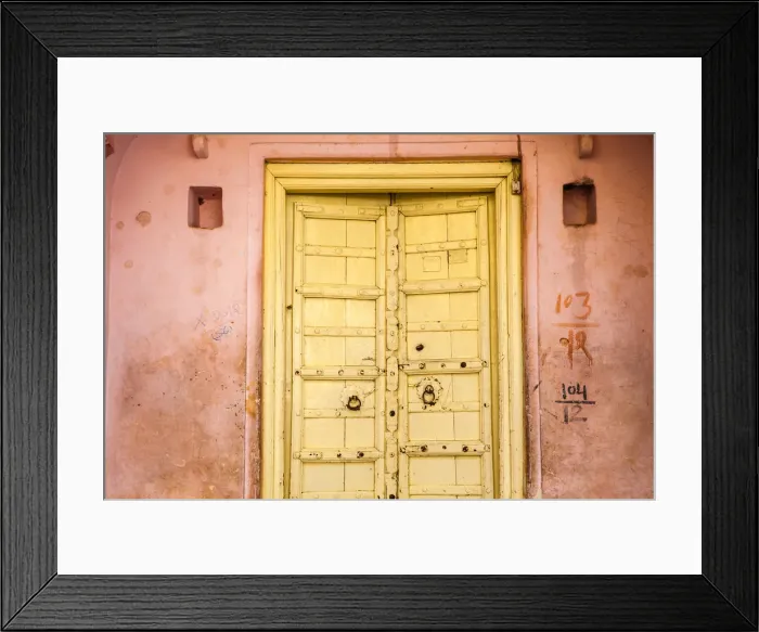 Framed Print : India, Rajasthan, Pushkar, Yellow door Framed Print : India, Rajasthan, Pushkar, Yellow door