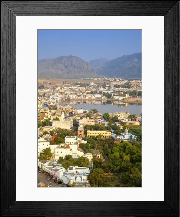 Framed Print : India, Rajasthan, Pushkar, Aerial view of Pushkar Framed Print : India, Rajasthan, Pushkar, Aerial view of Pushkar