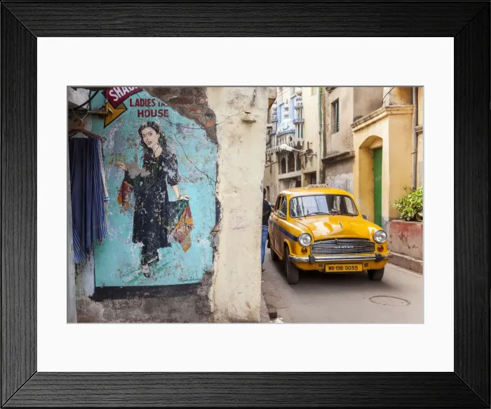 Framed Print : Taxi and street scene, Kolkata (Calcutta), West Bengal, India Framed Print : Taxi and street scene, Kolkata (Calcutta), West Bengal, India