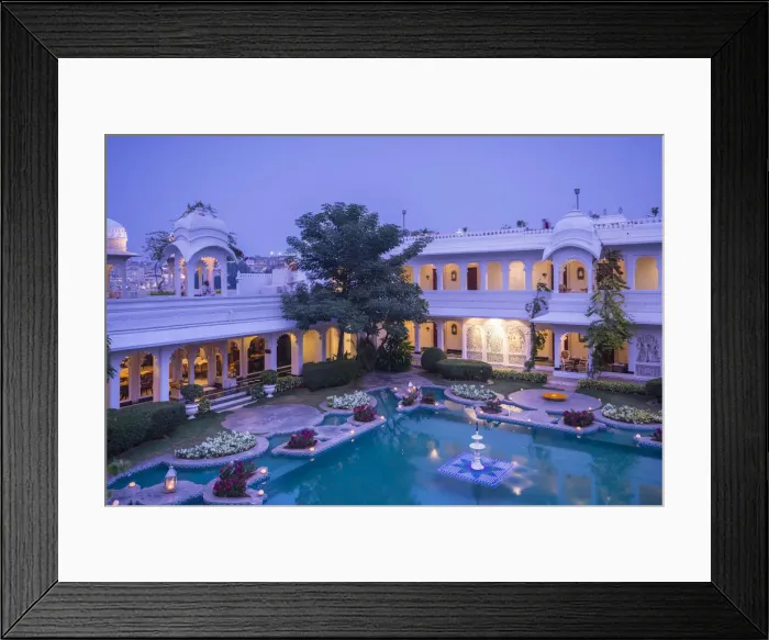 Framed Print : Lily pond at the Taj Lake Palace Hotel (a film location for the James Bond film Octopussy) Framed Print : Lily pond at the Taj Lake Palace Hotel (a film location for the James Bond film Octopussy)