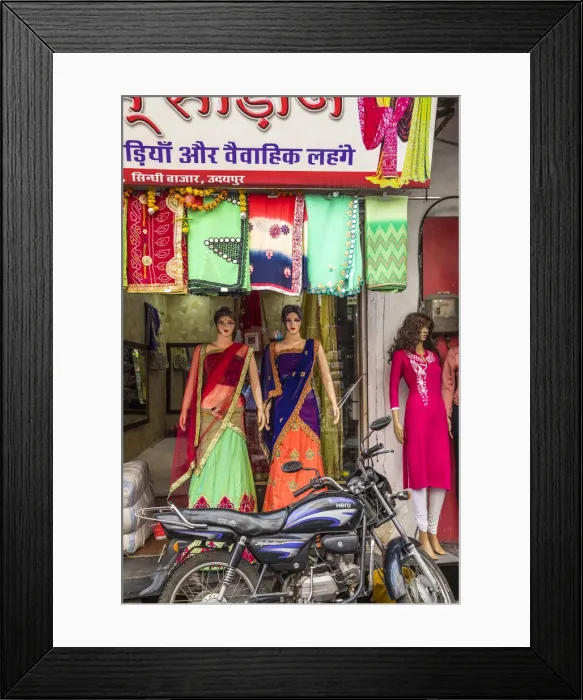 Framed Print : Sari shop, Udaipur, Rajasthan, India
