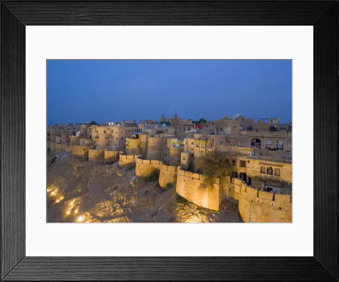 Framed Print : India, Rajasthan, Jaisalmer, Old Town, Aerial view of Old Town and Fortifications