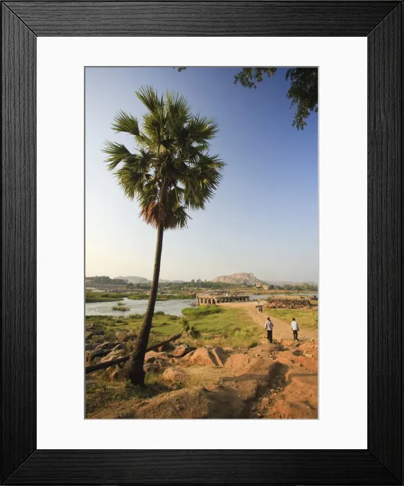 Framed Print : Hampi River and Temple, Karnataka, India Framed Print : Hampi River and Temple, Karnataka, India