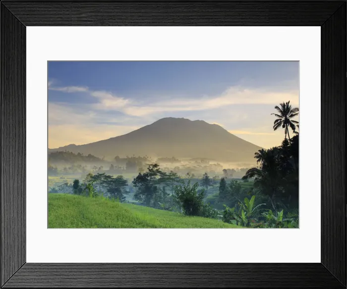 Framed Print : Indonesia, Bali, Sidemen Valley, Iseh, Rice Fields and Gunung Agung Volcano
