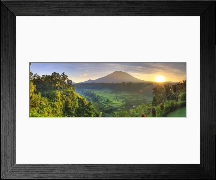 Framed Print : Indonesia, Bali, Redang, View of Rice Terraces and Gunung Agung Volcano Framed Print : Indonesia, Bali, Redang, View of Rice Terraces and Gunung Agung Volcano