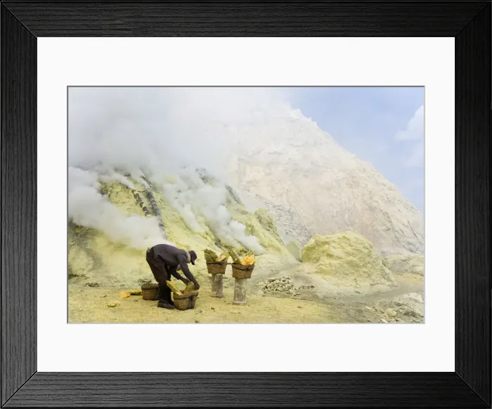 Framed Print : Sulphur workers, Kawa Ijen, Ijen Plateau, East Java, Indonesia Framed Print : Sulphur workers, Kawa Ijen, Ijen Plateau, East Java, Indonesia