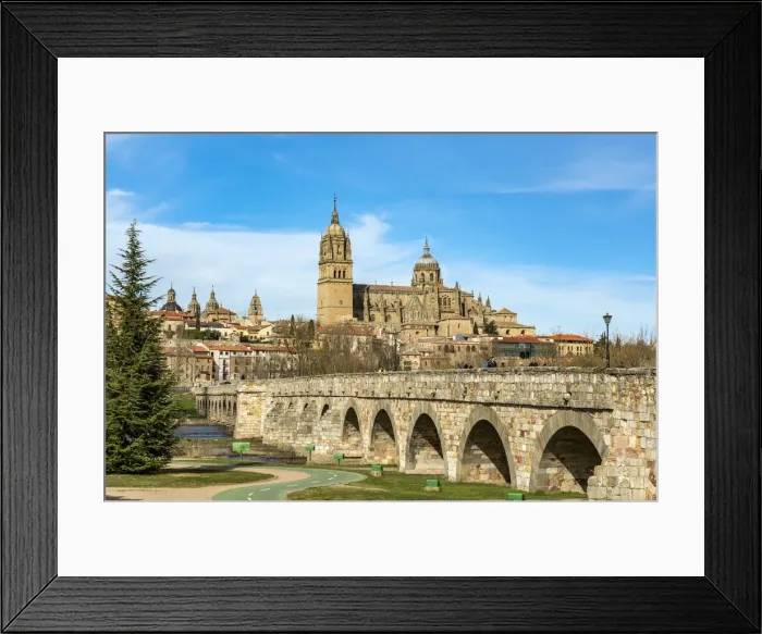 Framed Print : Roman bridge with the Cathedral in the background, Salamanca, Castile and Leon, Spain Framed Print : Roman bridge with the Cathedral in the background, Salamanca, Castile and Leon, Spain