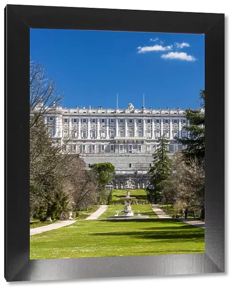 Campo del Moro park with Royal Palace of Madrid or Palacio Real de Madrid in the