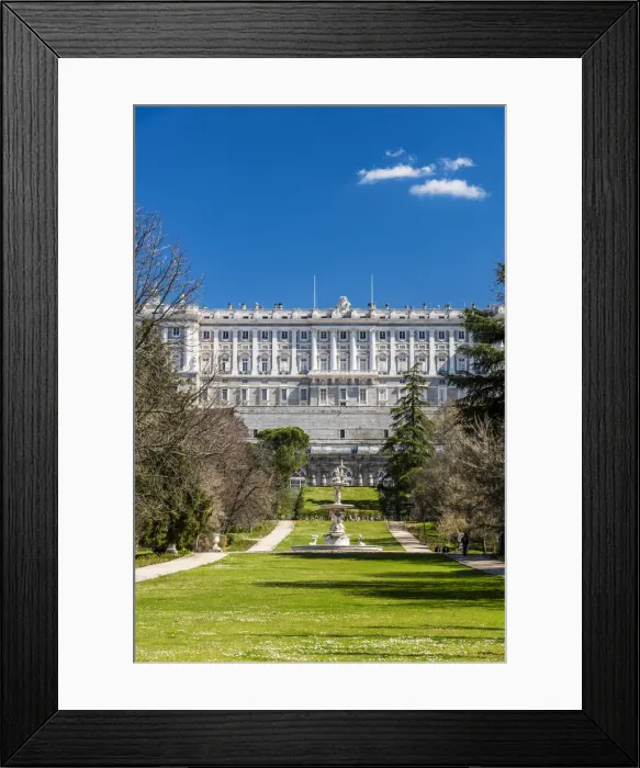 Framed Print : Campo del Moro park with Royal Palace of Madrid or Palacio Real de Madrid in Framed Print : Campo del Moro park with Royal Palace of Madrid or Palacio Real de Madrid in
