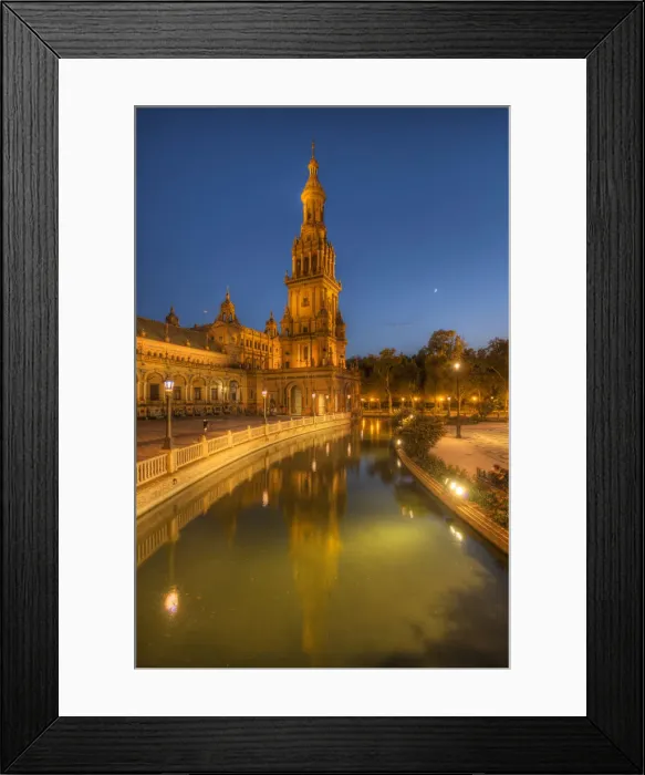 Framed Print : Plaza de Espana at dusk, Sevilla, Andalusia, Spain Framed Print : Plaza de Espana at dusk, Sevilla, Andalusia, Spain