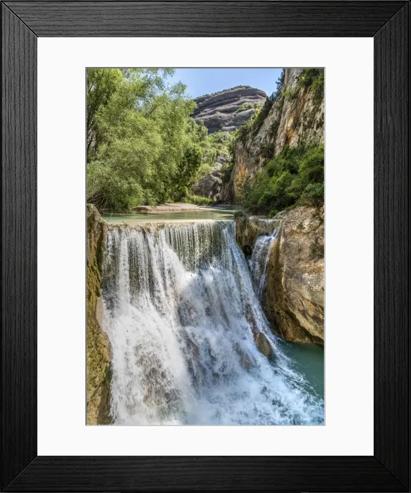 Framed Print : Waterfall along the Ruta De Las Pasarelas footbridge route, Rio Vero gorge, Alquezar Framed Print : Waterfall along the Ruta De Las Pasarelas footbridge route, Rio Vero gorge, Alquezar